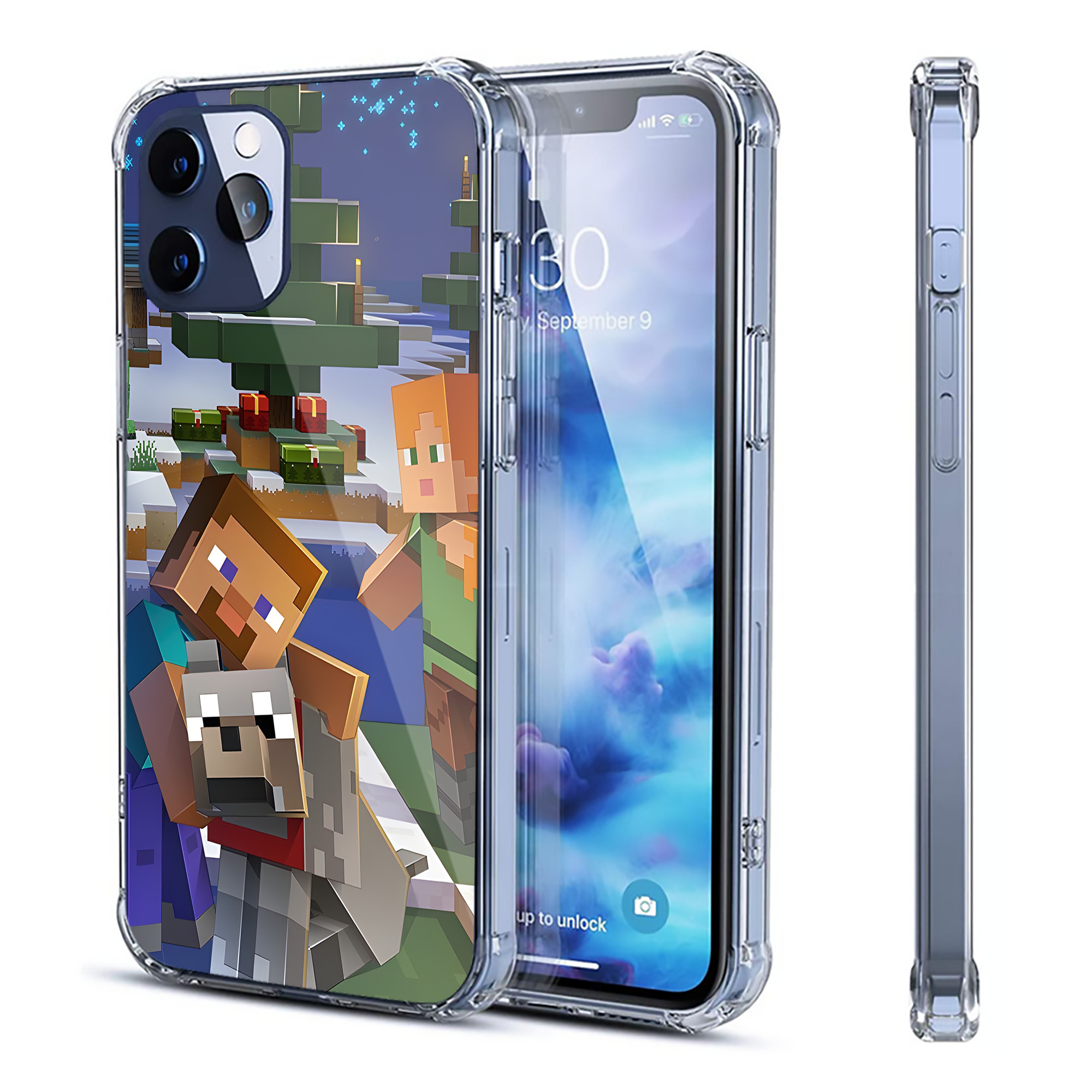 （画像用） マインクラフト ブロックの世界 Minecraft MC Block world 【iPhone 12シリーズ対応】透明スマホケース（クリアソフトケース）
